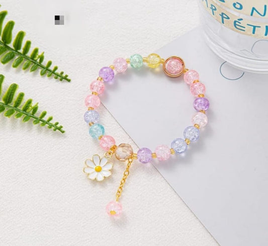 🌟 Candy Clouds Bracelet – Dreamy Pastel Beads + Daisy Charm for Whimsical Souls!" 🌸💫
