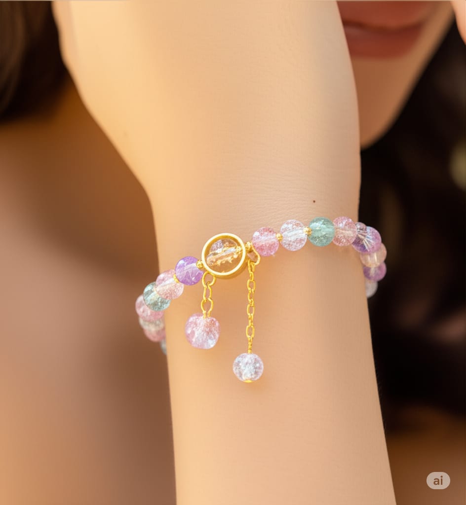 🌟 Candy Clouds Bracelet – Dreamy Pastel Beads + Daisy Charm for Whimsical Souls!" 🌸💫