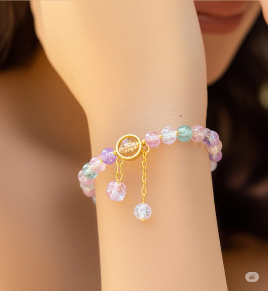 🌟 Candy Clouds Bracelet – Dreamy Pastel Beads + Daisy Charm for Whimsical Souls!" 🌸💫