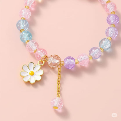 🌟 Candy Clouds Bracelet – Dreamy Pastel Beads + Daisy Charm for Whimsical Souls!" 🌸💫